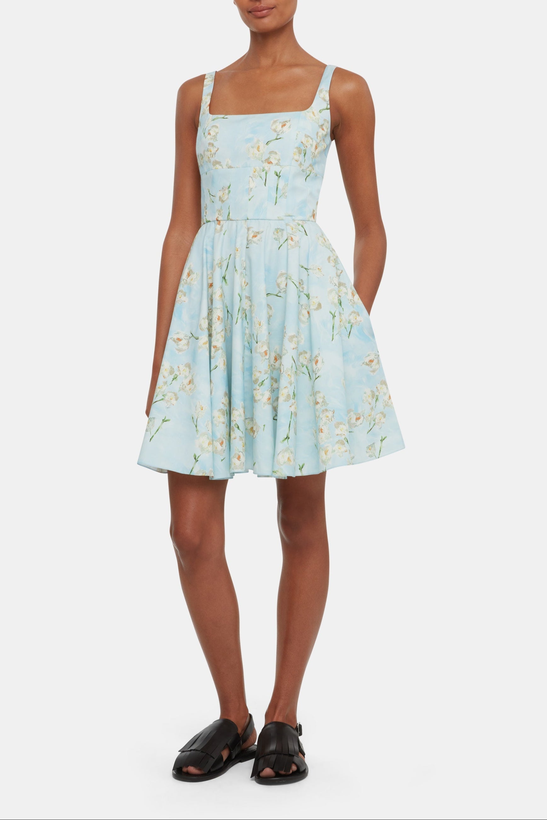 Mini Mona Dress with Little Lillie's on Blue Cotton