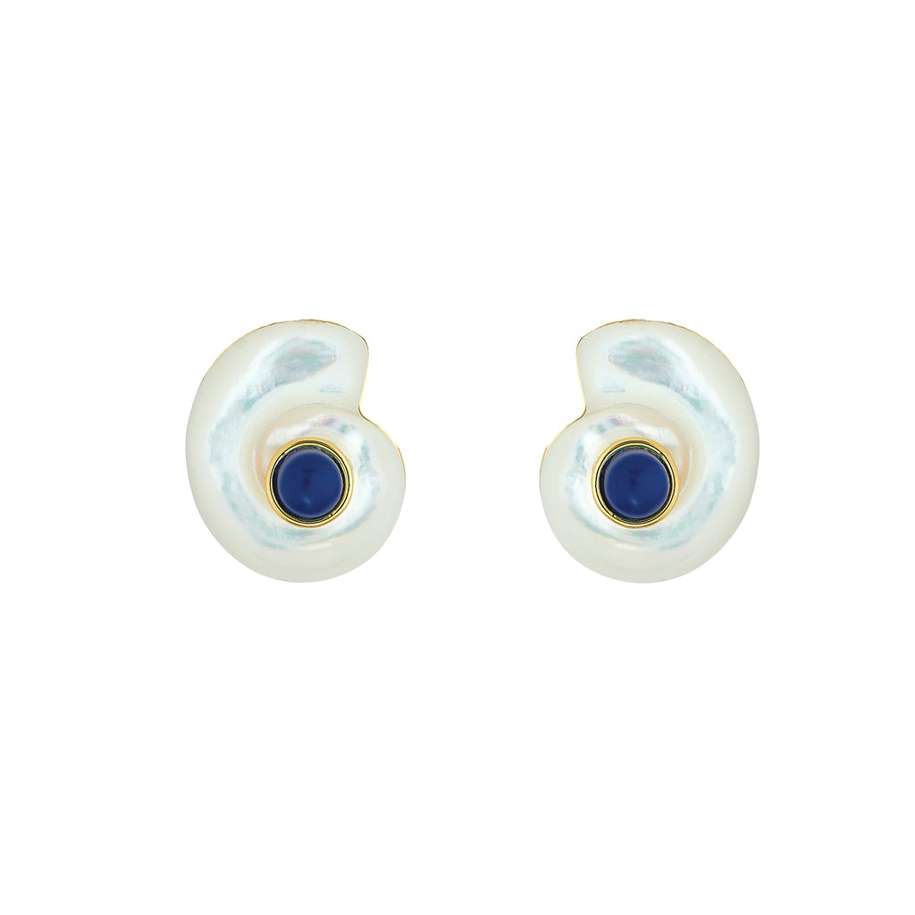 Monomoy Shell Stud in Lapis