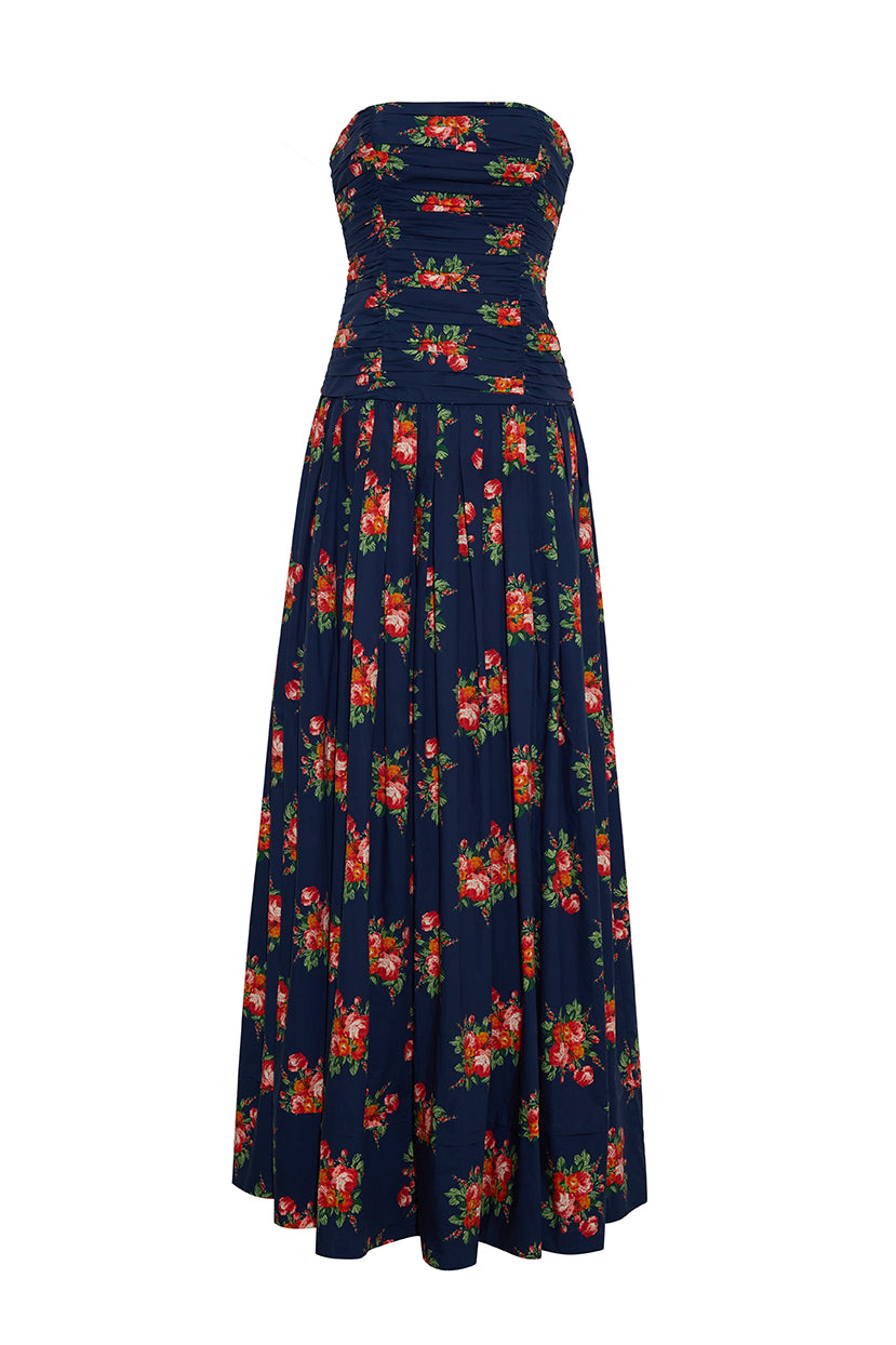 Montreal Maxi Dress in Gemma Scarf Navy
