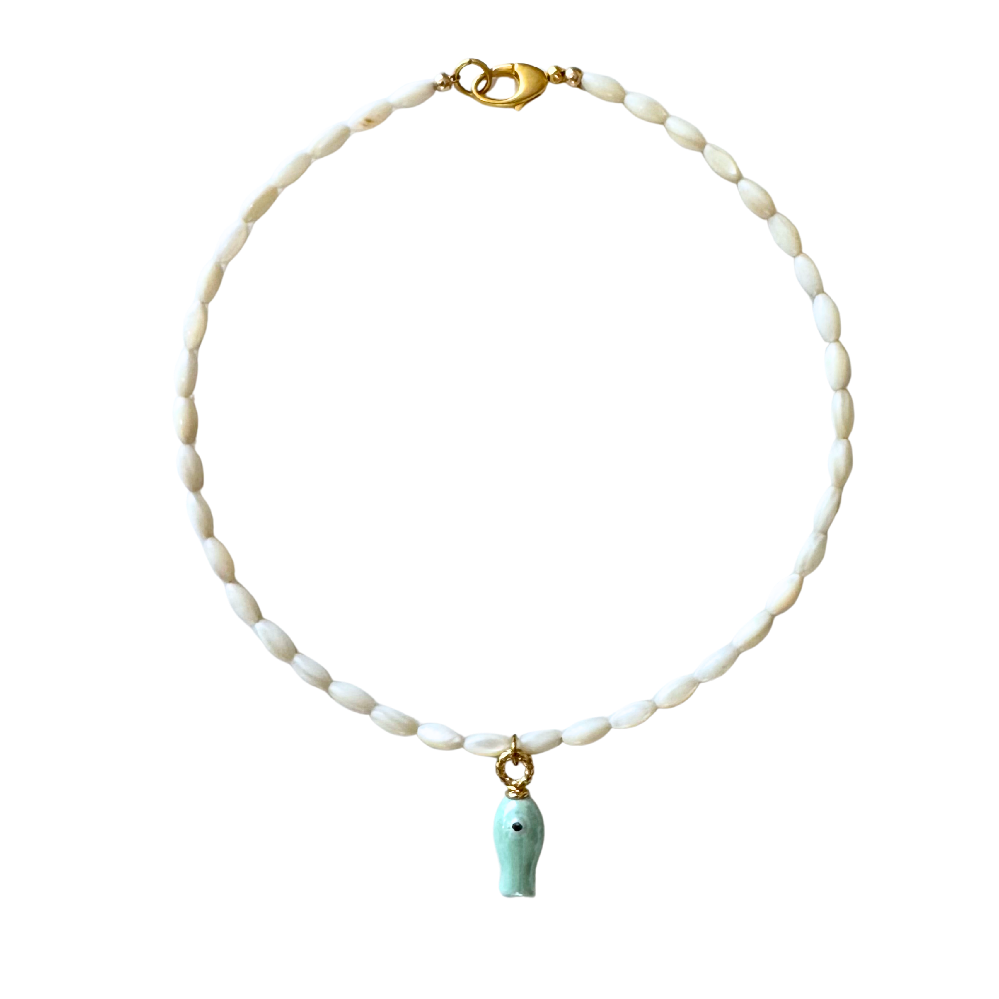 Mother of Pearl Beaded Fish Necklace