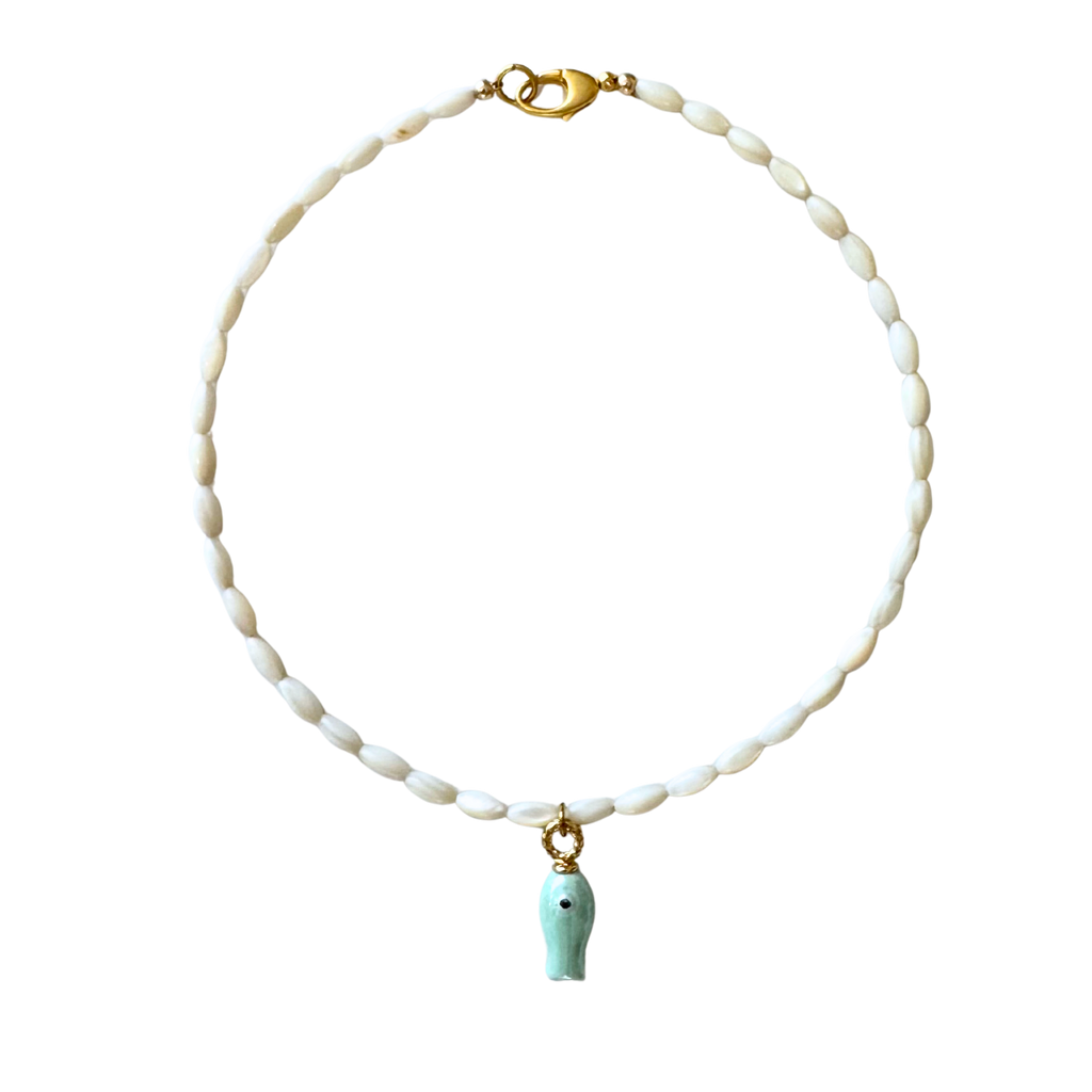 Mother of Pearl Beaded Fish Necklace
