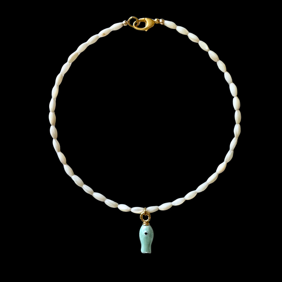 Mother of Pearl Beaded Fish Necklace