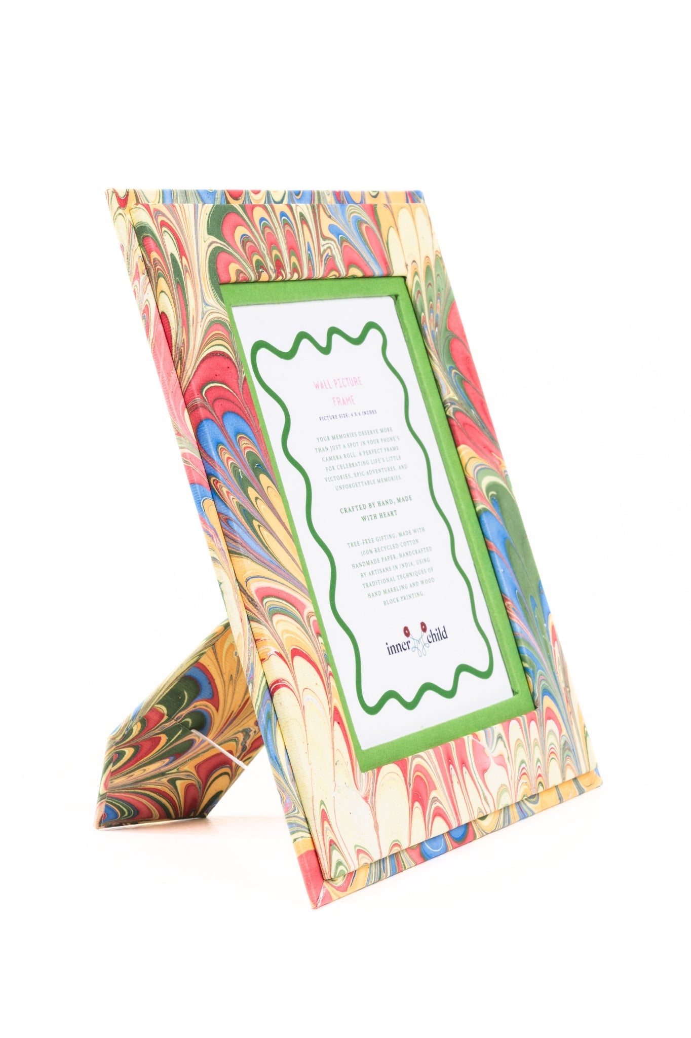 Hand-Marbled Picture Frame 4x6 in Multicolor