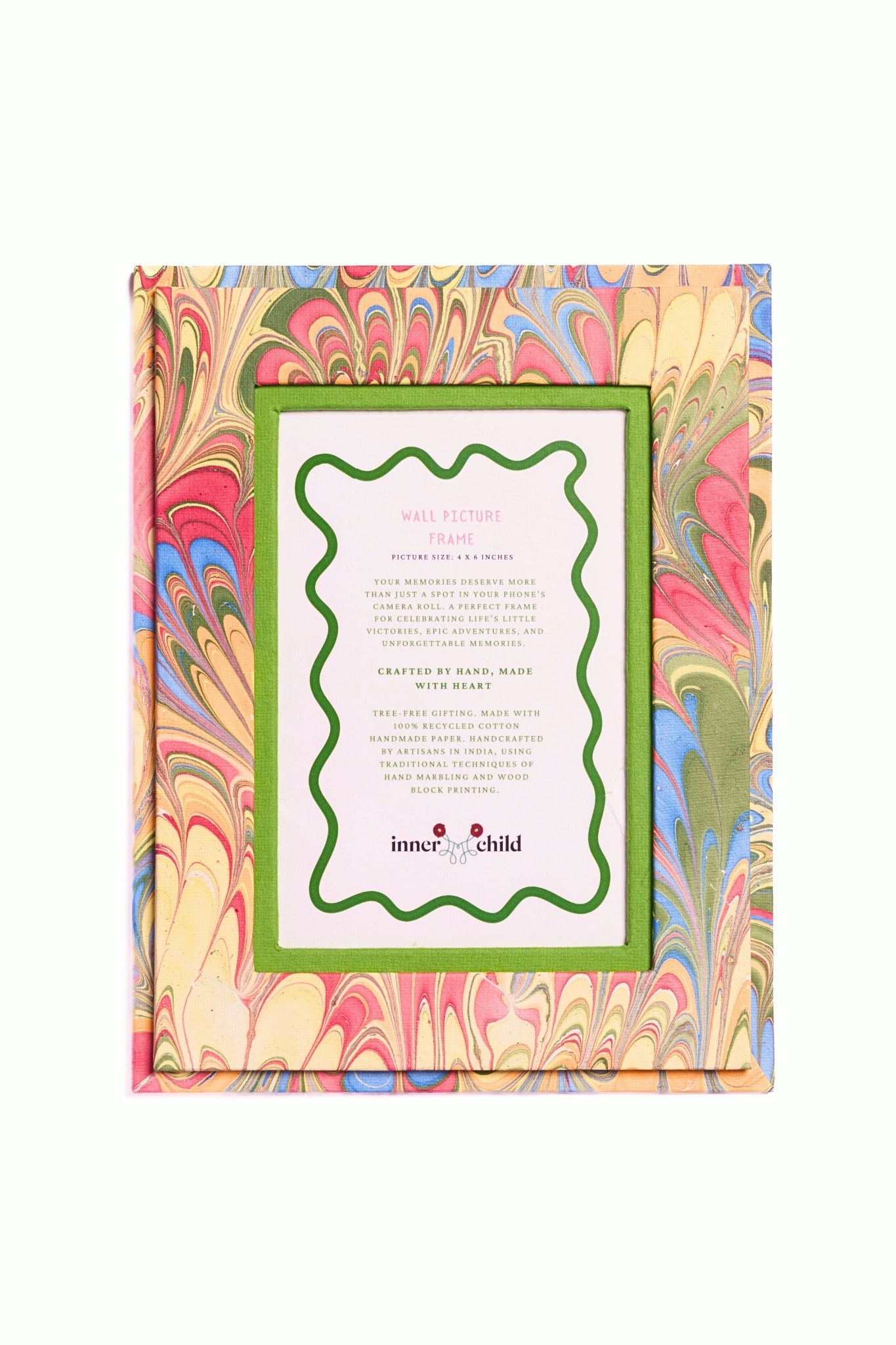 Hand-Marbled Picture Frame 4x6 in Multicolor
