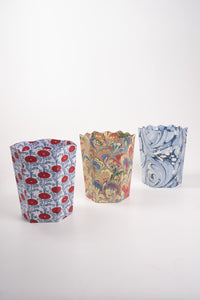Hand-Marbled Scallop Waste Bin / Storage Bin in Multicolor