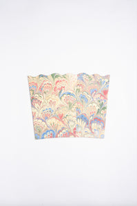 Hand-Marbled Scallop Waste Bin / Storage Bin in Multicolor