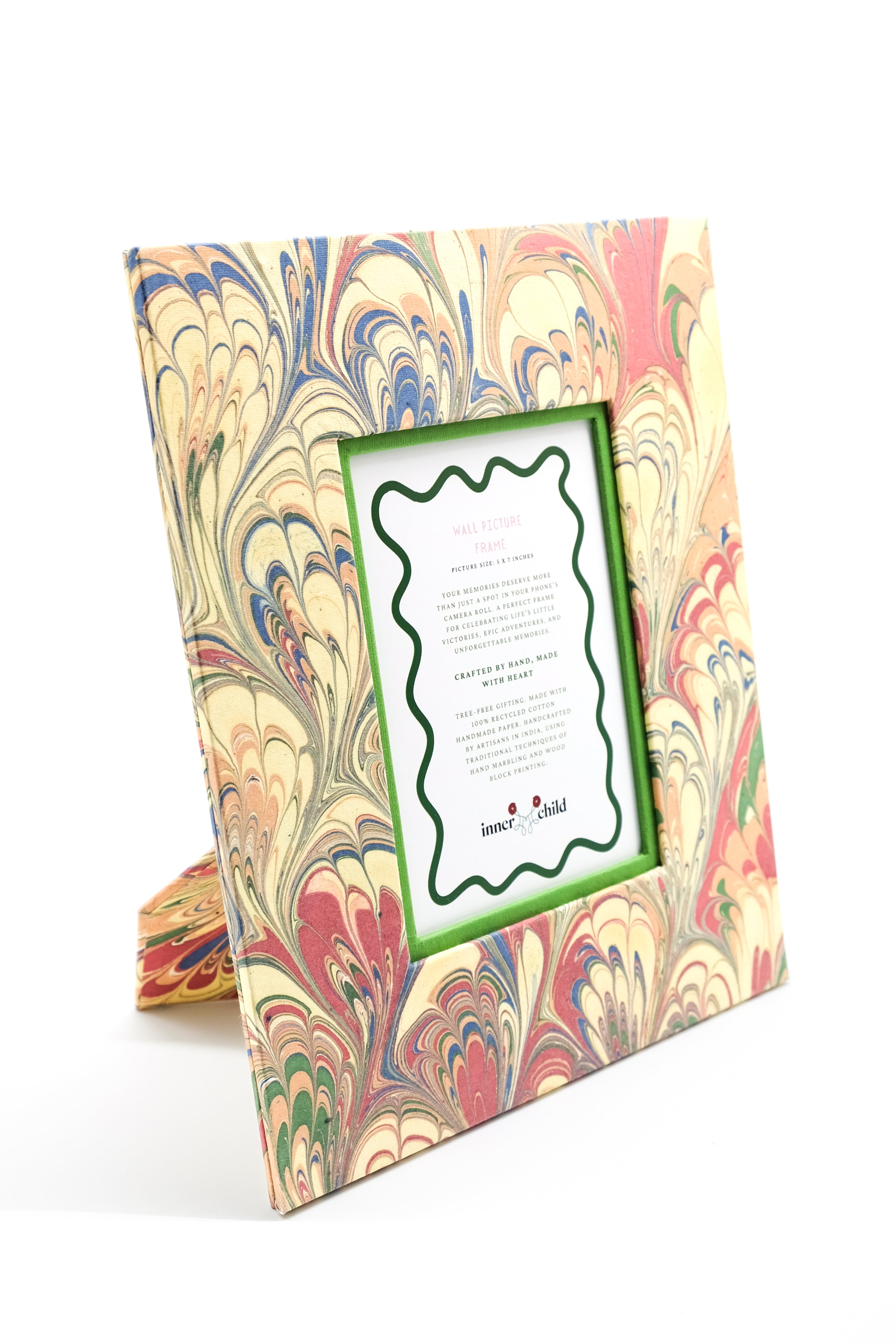 Hand-Marbled Large Wall Picture Frame 5x7 in Multicolor