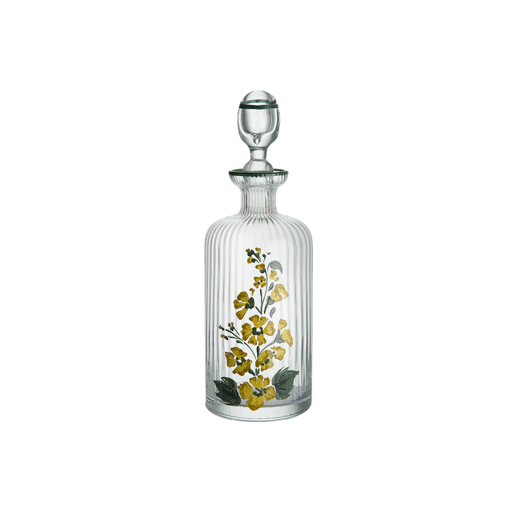 Murano Hand-Painted Oil Bottle in Yellow Floral