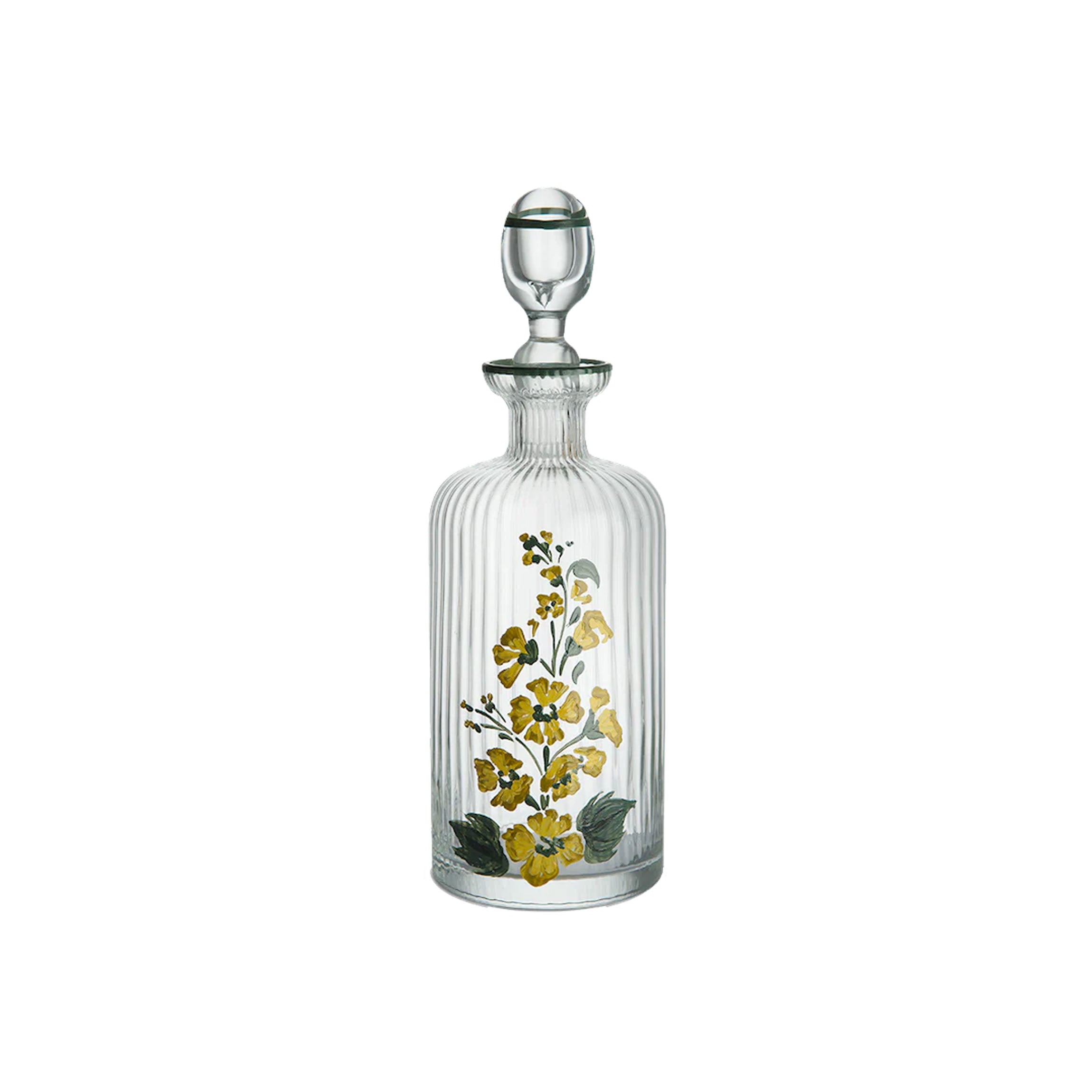 Murano Hand-Painted Oil Bottle in Yellow Flower