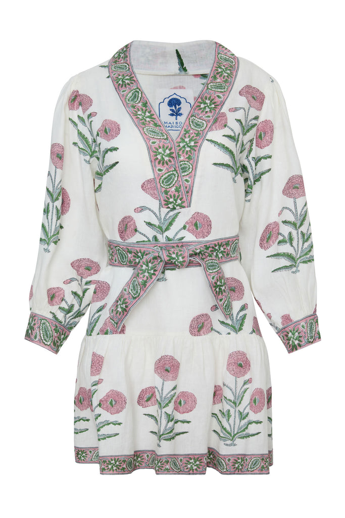 Mykonos Mini Dress in Pink Flower