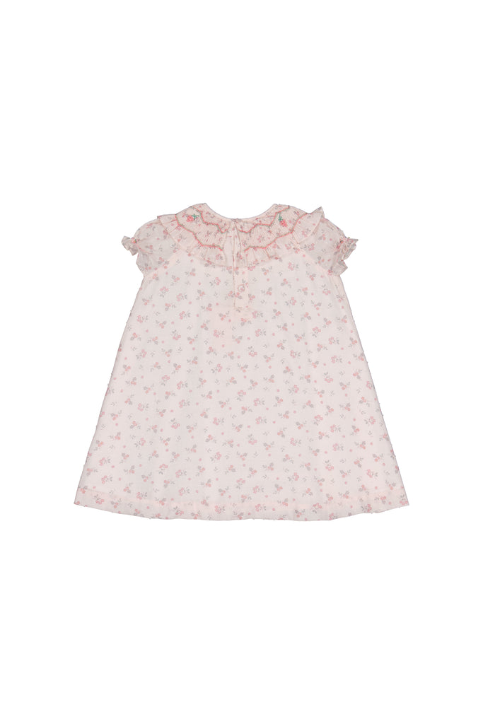 Myrtille Pink Floral Short Sleeve Bishop Dress