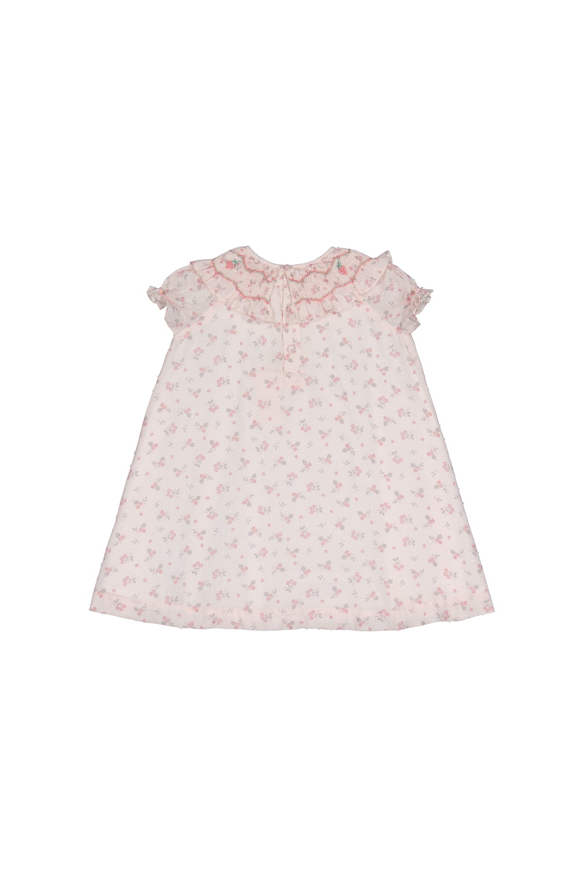Myrtille Pink Floral Short Sleeve Bishop Dress