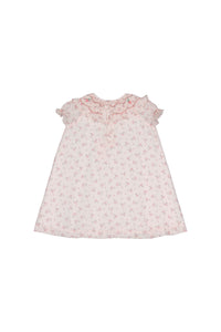 Myrtille Pink Floral Short Sleeve Bishop Dress