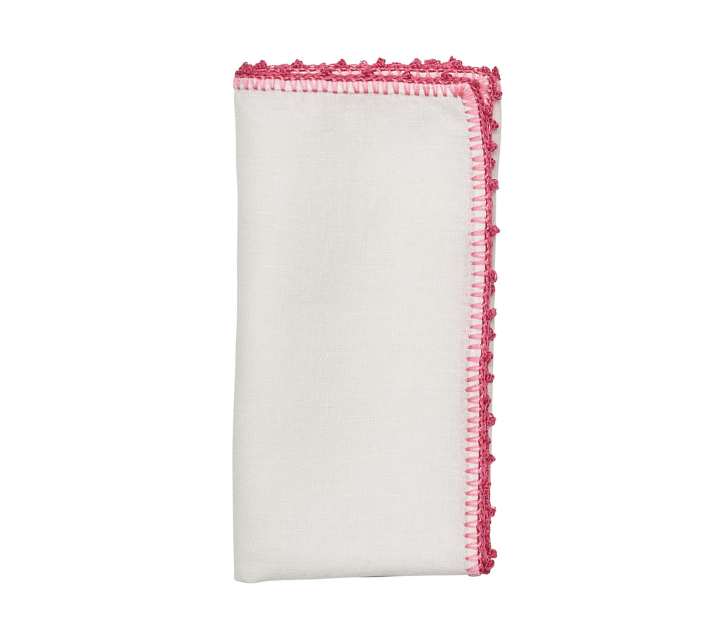 Knotted Edge Napkin in White, Pink & Blush, Set of 4