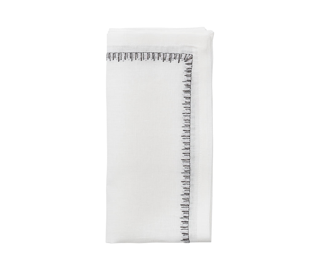 Filament Napkin in White, Silver & Gunmetal, Set of 4