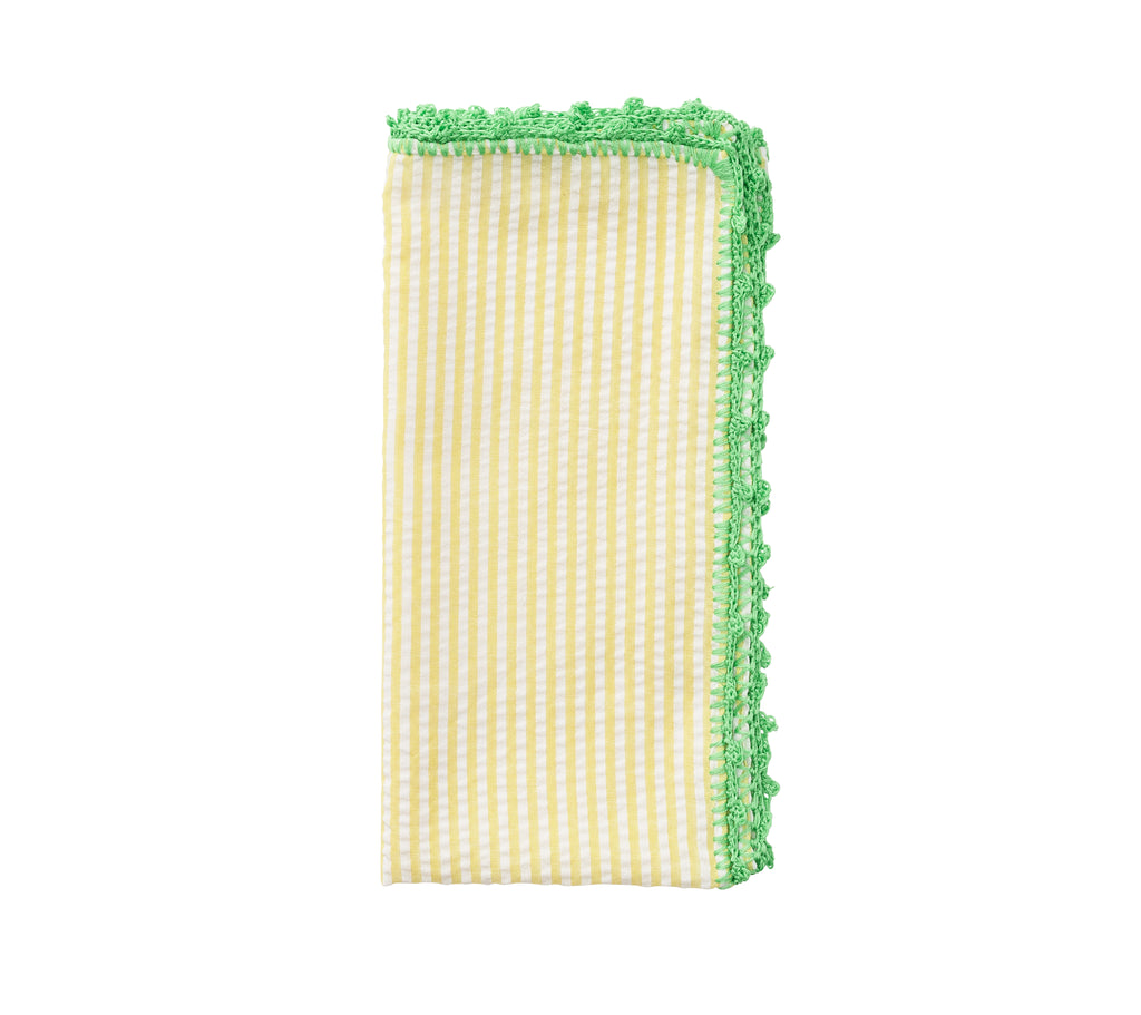 Seersucker Napkin in Yellow & Green, Set of 4