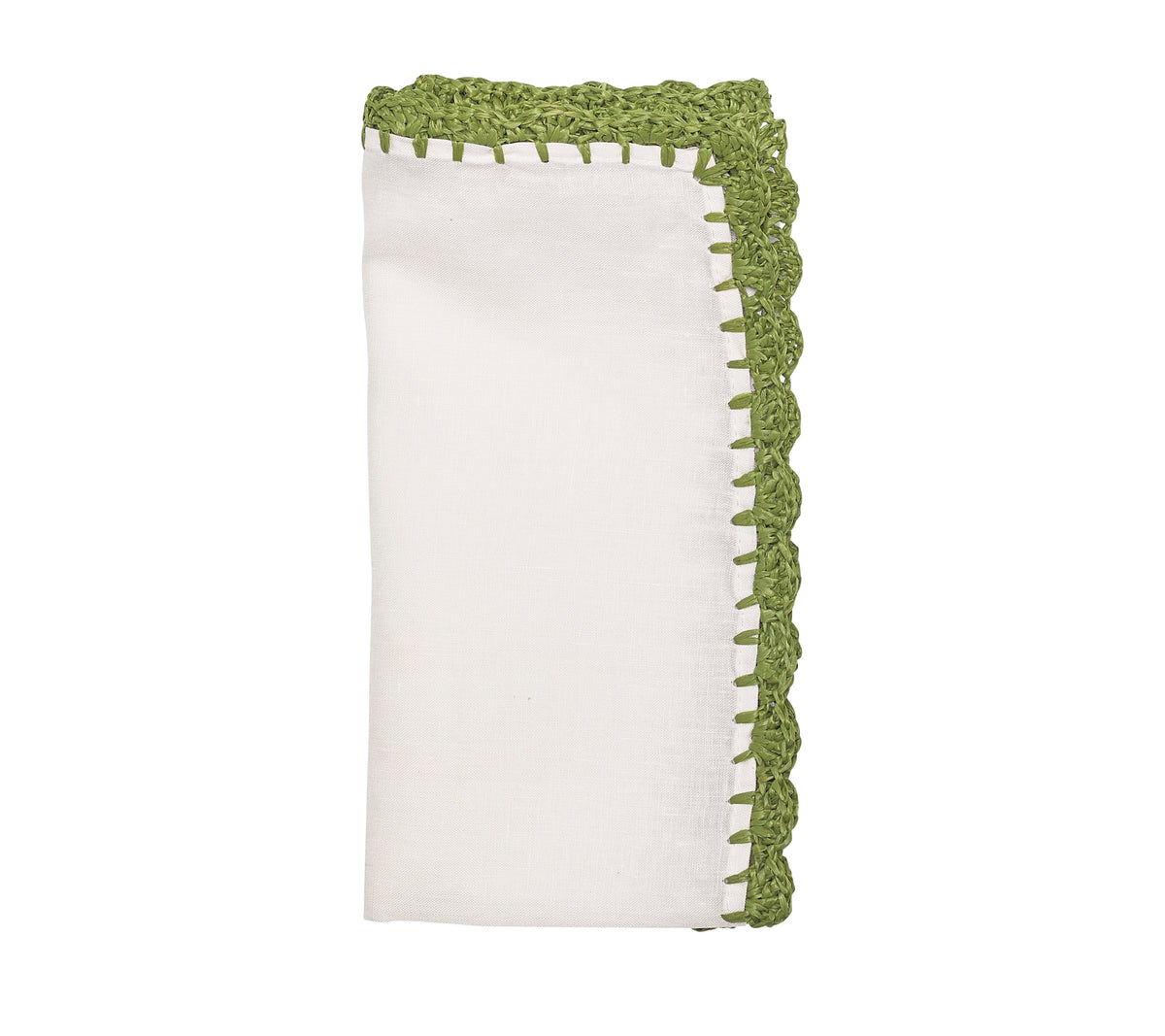 Shell Edge Napkin in White & Green, Set of 4