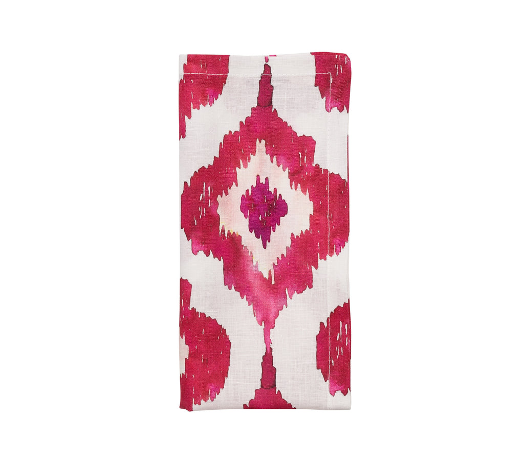 Watercolor Ikat Napkin in Fuchsia, Set of 4