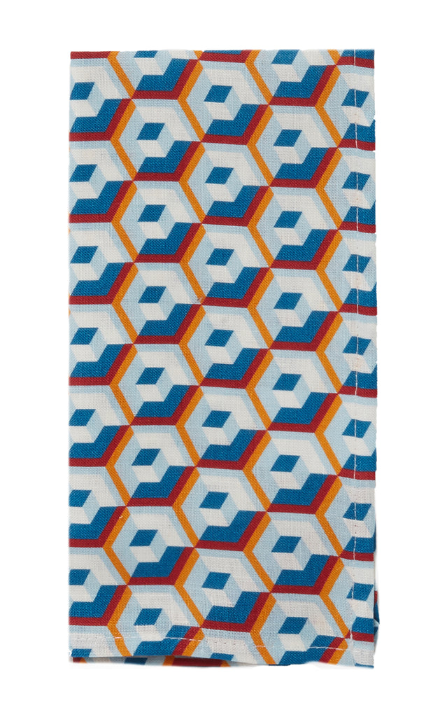 Large Napkins in Cubo Giallo/Fuxsia Blue, Set of 2