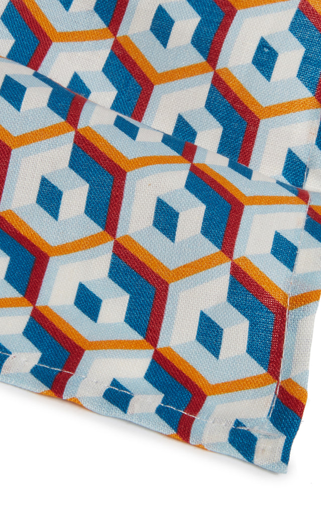 Large Napkins in Cubo Giallo/Fuxsia Blue, Set of 2