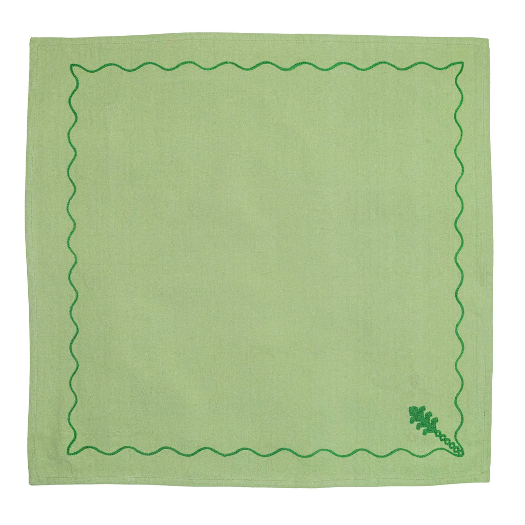 Tonal Green Vine Napkins, Set of 4