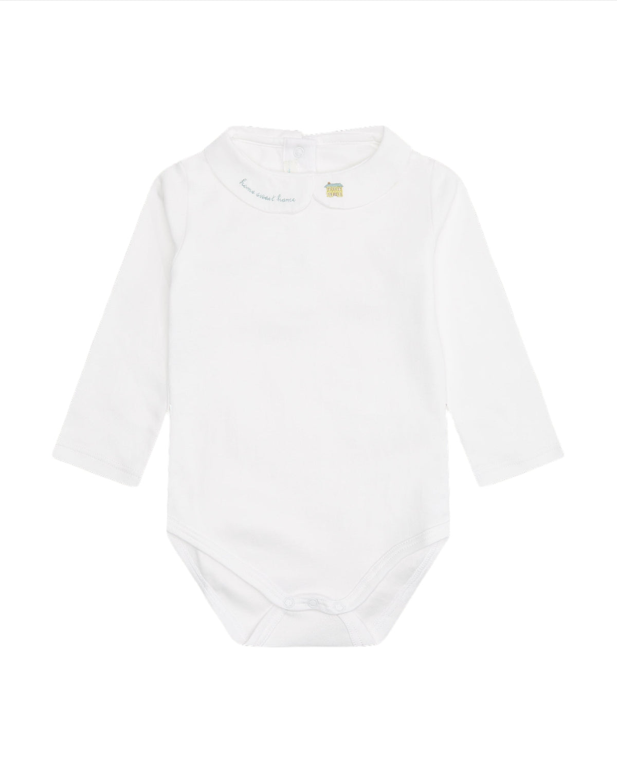 Home Sweet Home Peter Pan Collar Onesie in Blue