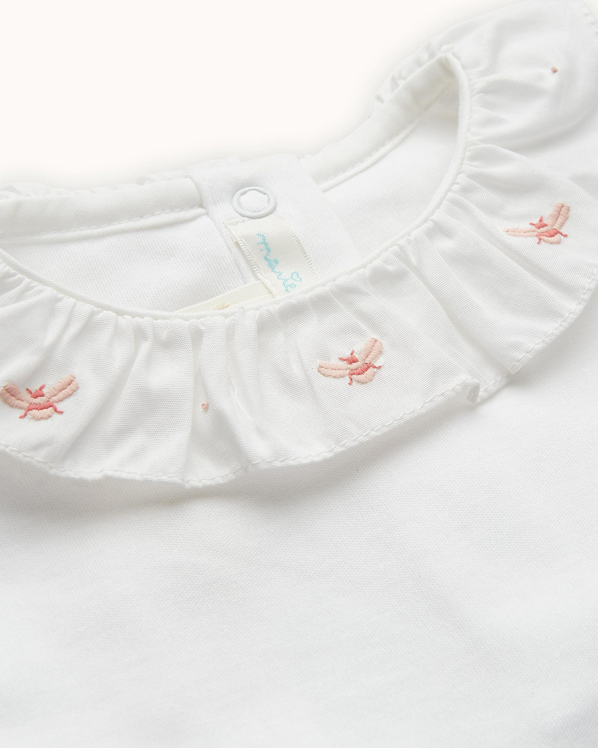 Alexandra Ruffle Collar Onesie With Bee Embroidered