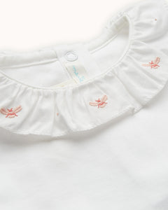 Alexandra Ruffle Collar Onesie With Bee Embroidered