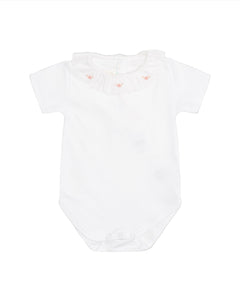 Alexandra Ruffle Collar Onesie With Bee Embroidered