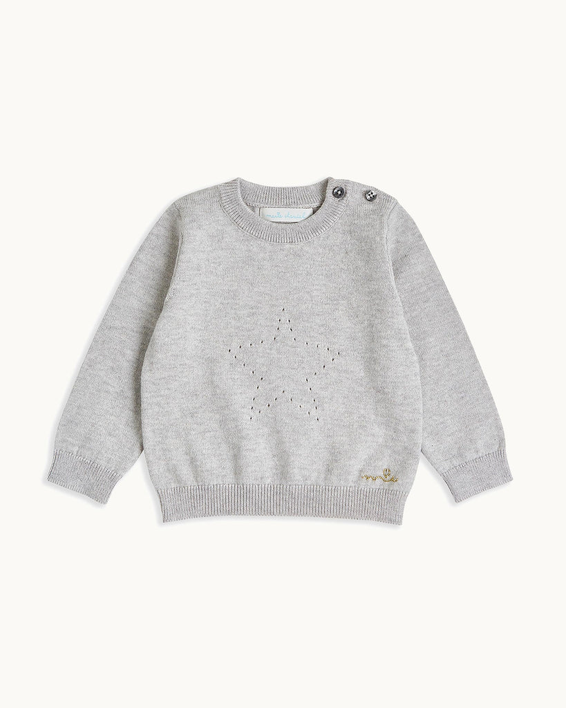 Pointelle Star Crawler Set in Grey