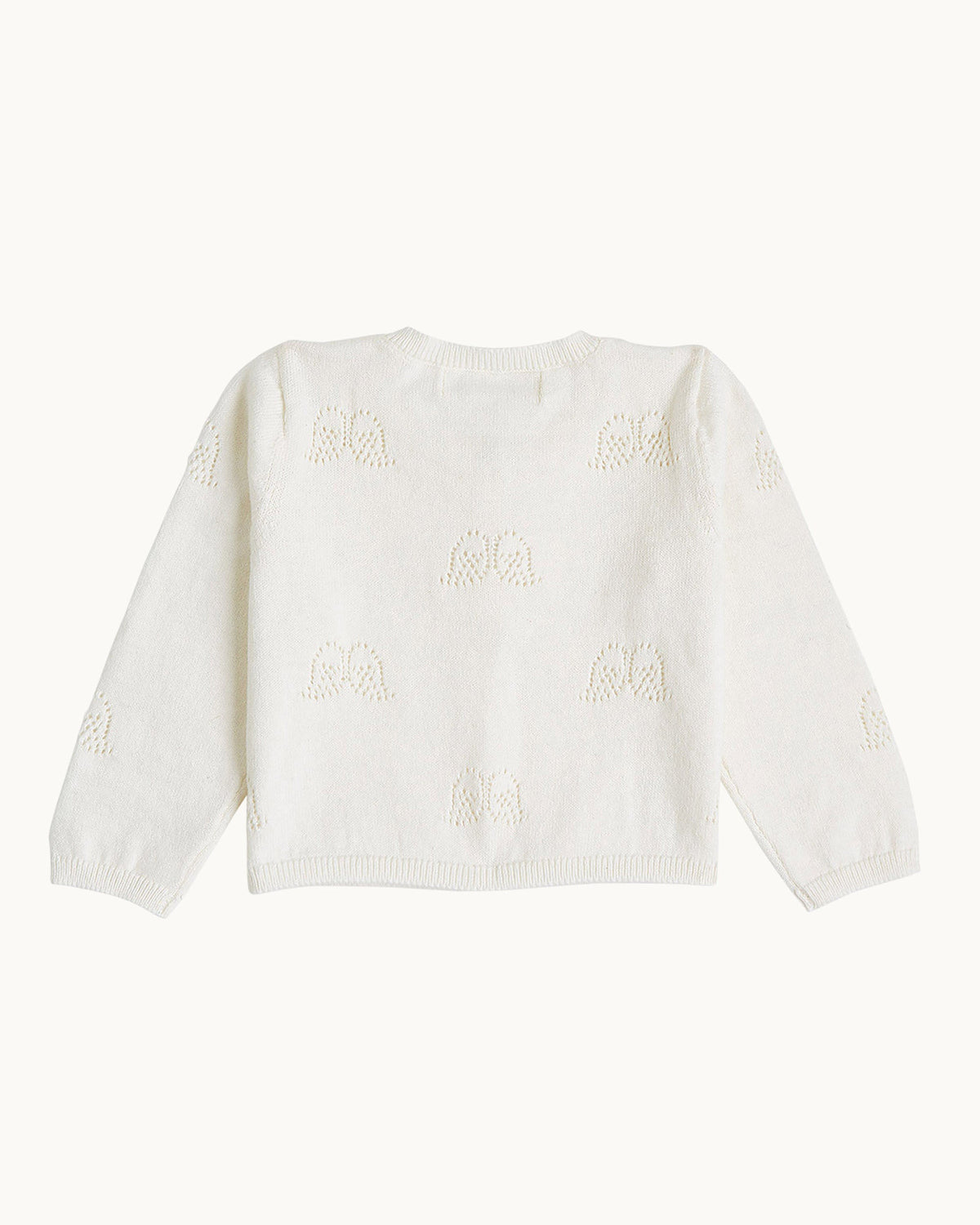 Angel Wing Pointelle Cardigan in Ivory