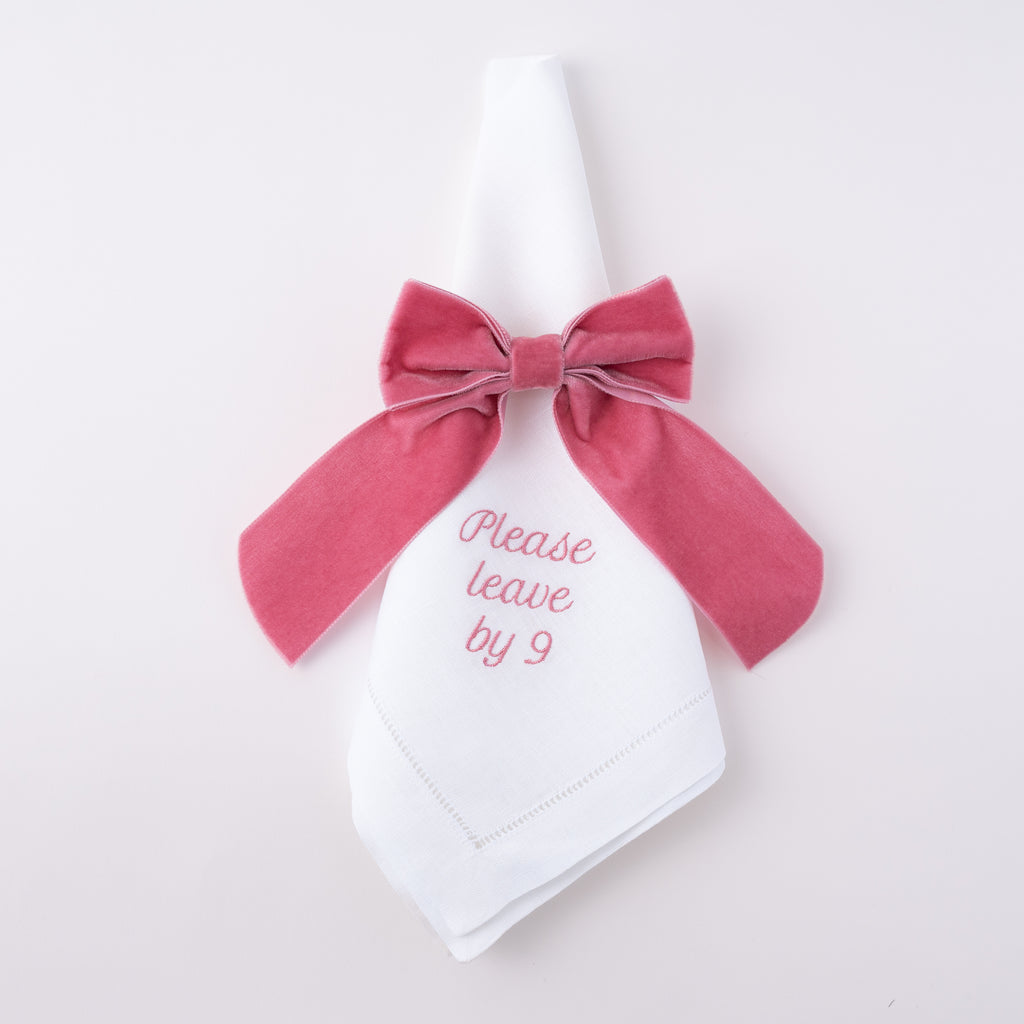 Please Leave by 9 Dinner Napkins, Set of 12