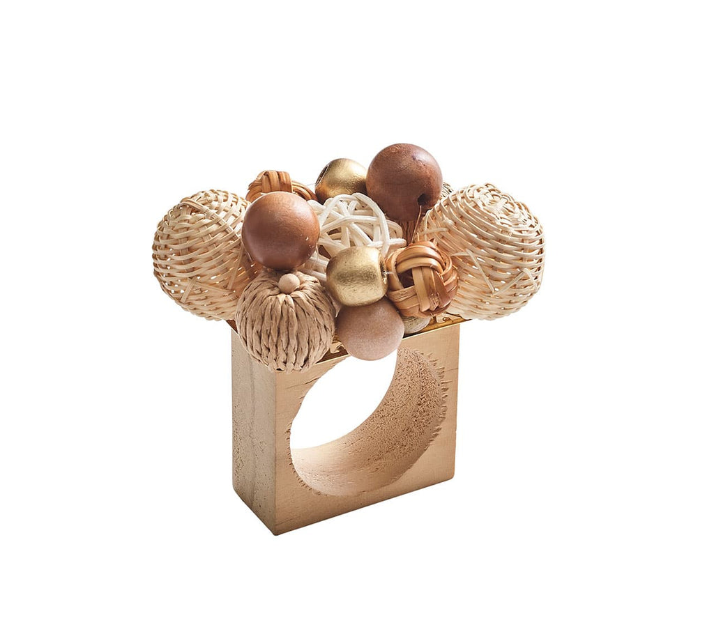 Java Napkin Ring in Natural & Brown, Set of 4