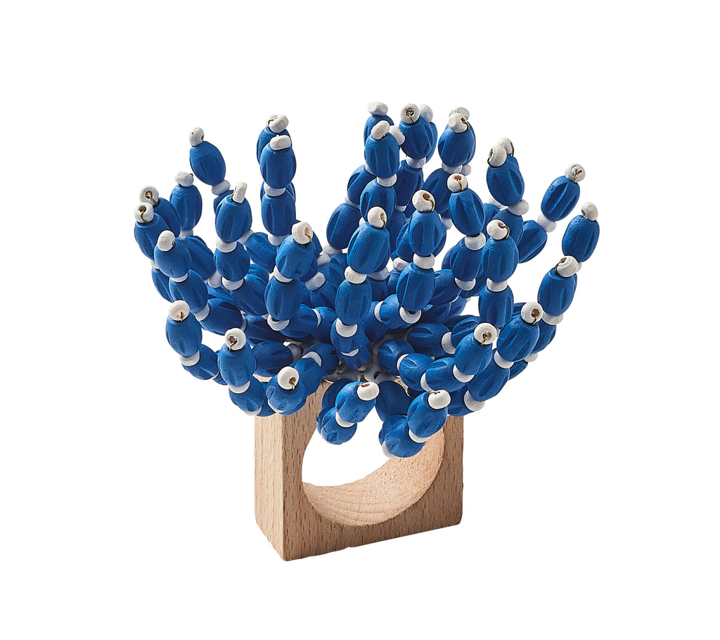Reed Napkin Rings in Blue & White, Set of 4