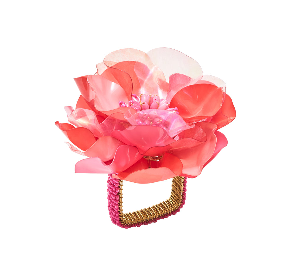 Gardenia Napkin Ring in Salmon, Set of 4