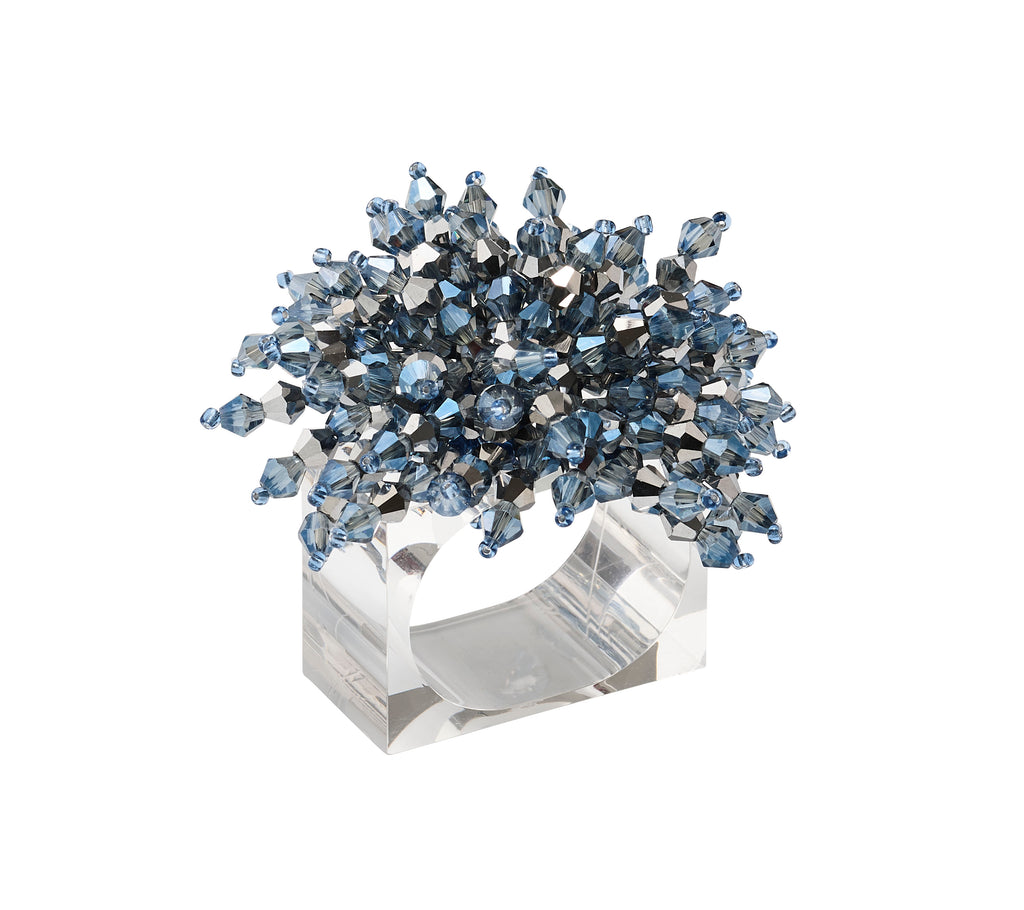 Brilliant Napkin Ring in Midnight & Silver, Set of 4