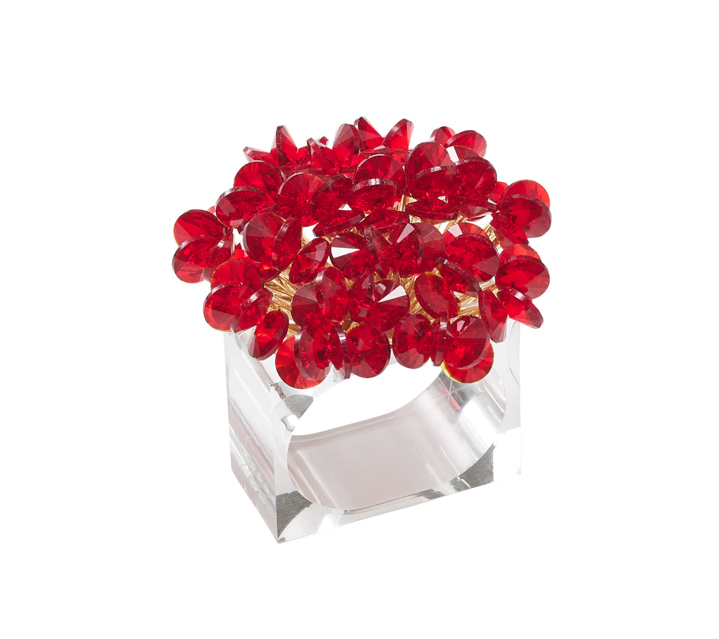 Aster Napkin Ring in Red, Set of 4