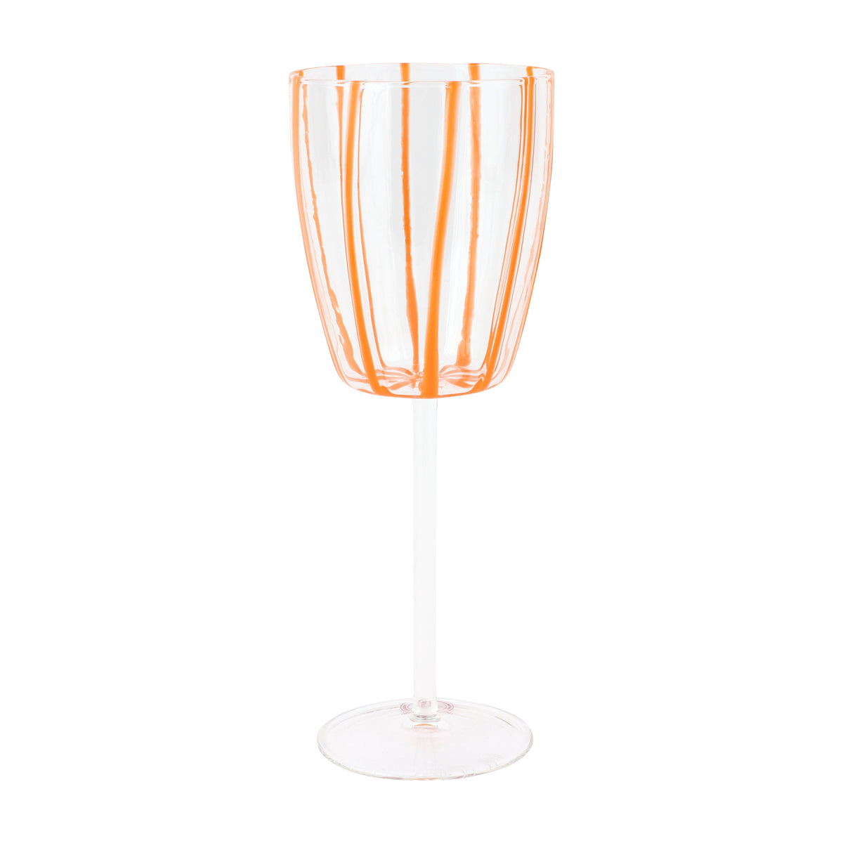 Nuovo Stripe Wine Glass in Orange