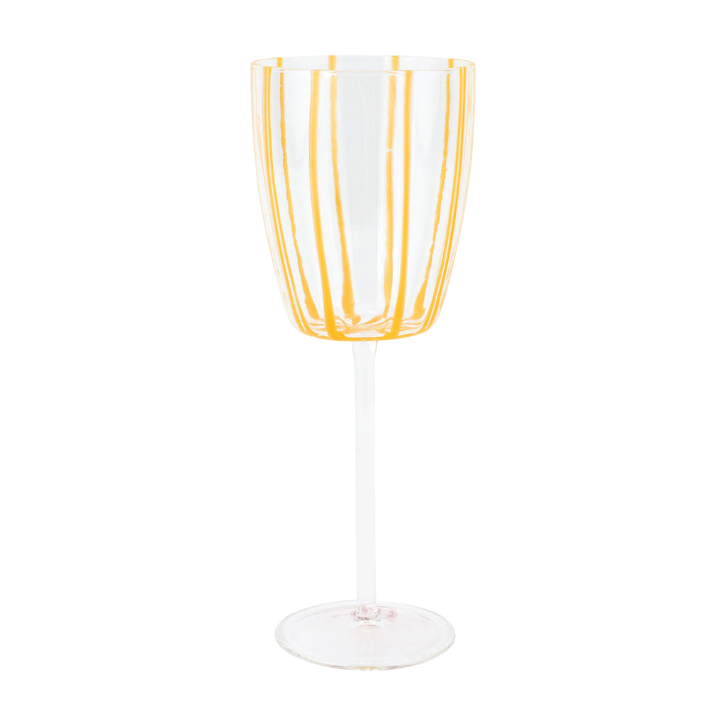 Nuovo Stripe Wine Glass in Yellow