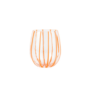 Nuovo Stripe Stemless Wine Glass in Orange
