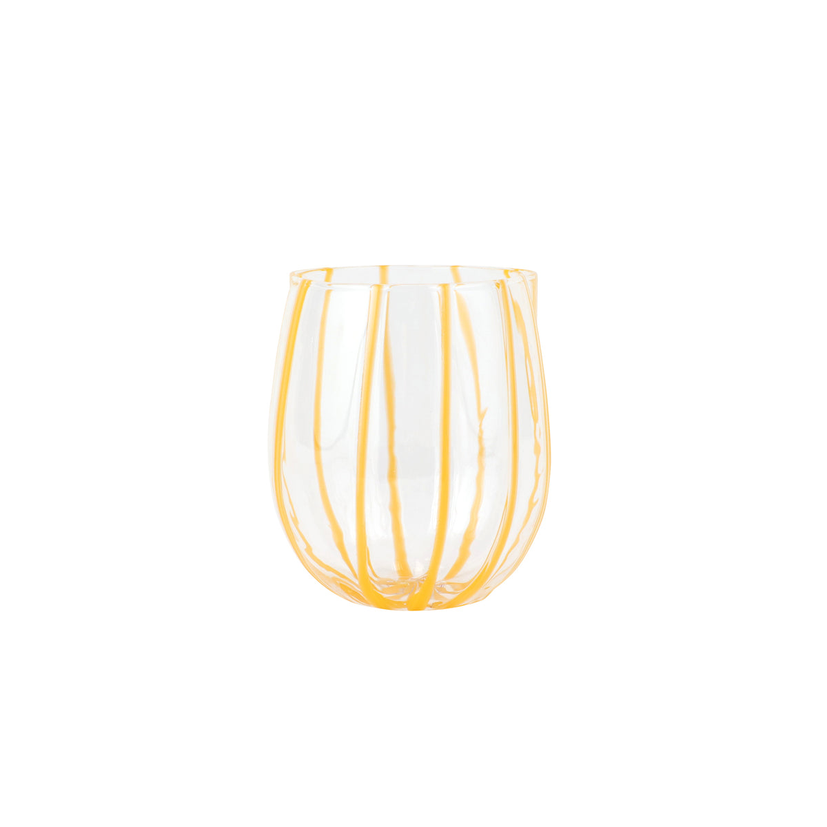 Nuovo Stripe Stemless Wine Glass in Yellow