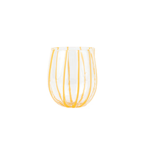 Nuovo Stripe Stemless Wine Glass in Yellow