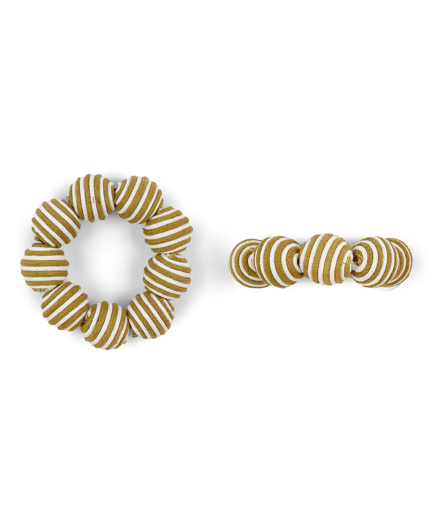 Rebecca Udall Set of 4 Striped Napkin Rings, Tobacco, Detail