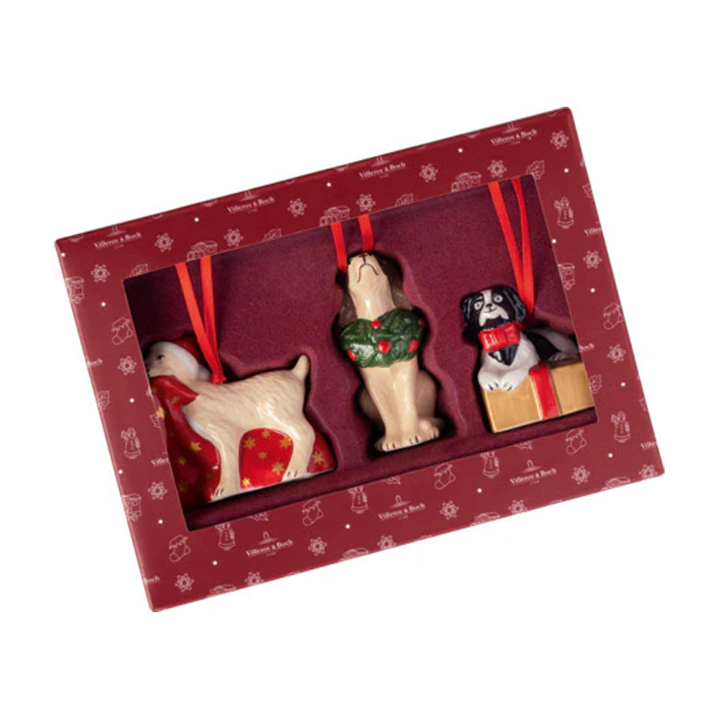 Nostalgic Ornaments Christmas Puppies Ornaments in Multi, Set of 3