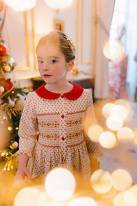 Olympe Red Long Sleeve Smocked Dress