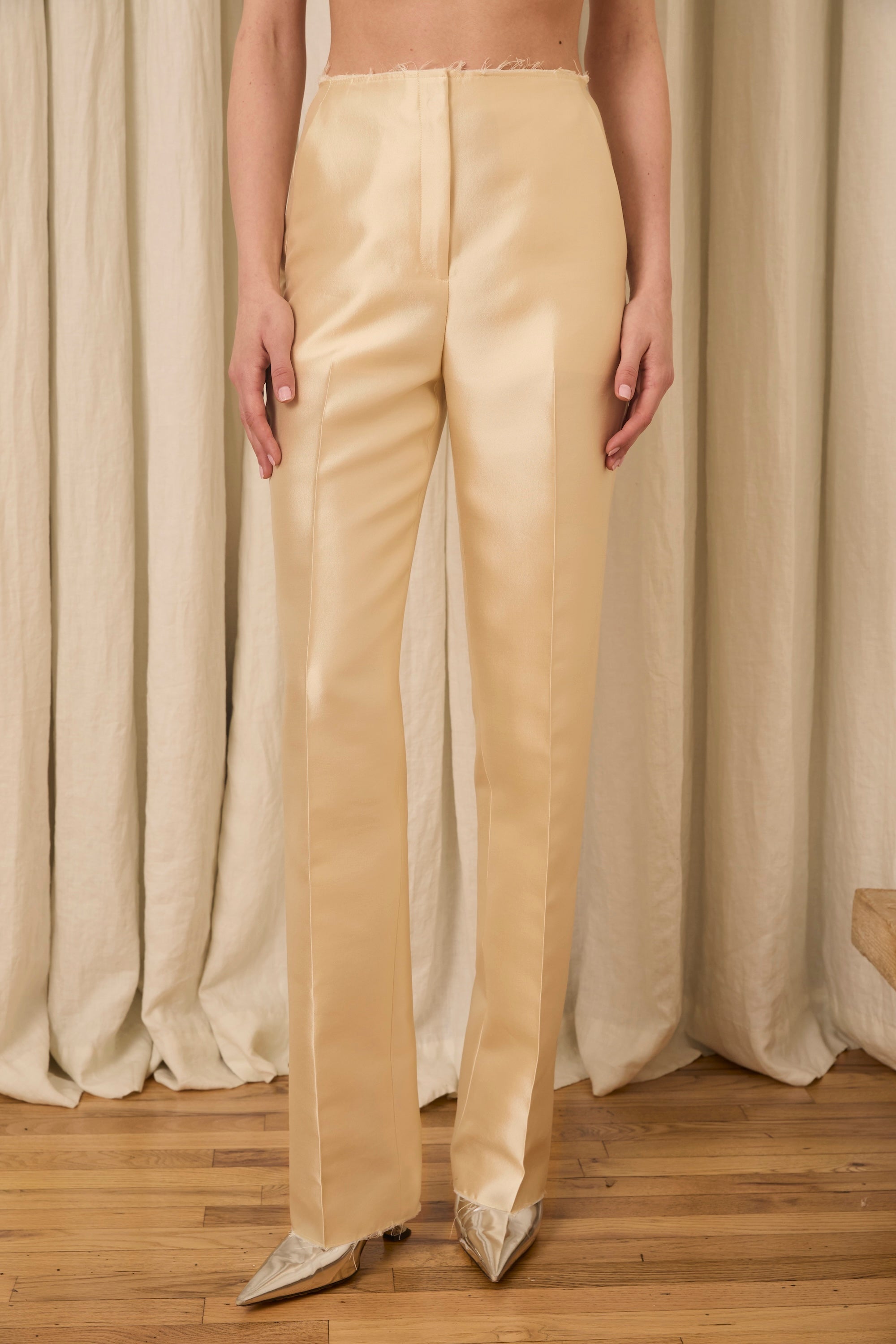 Ophelia Slim Leg Pant in Silk & Wool