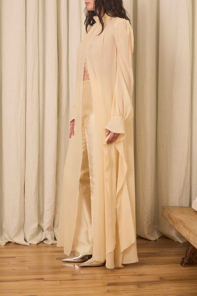 Ophelia Slim Leg Pant in Silk & Wool