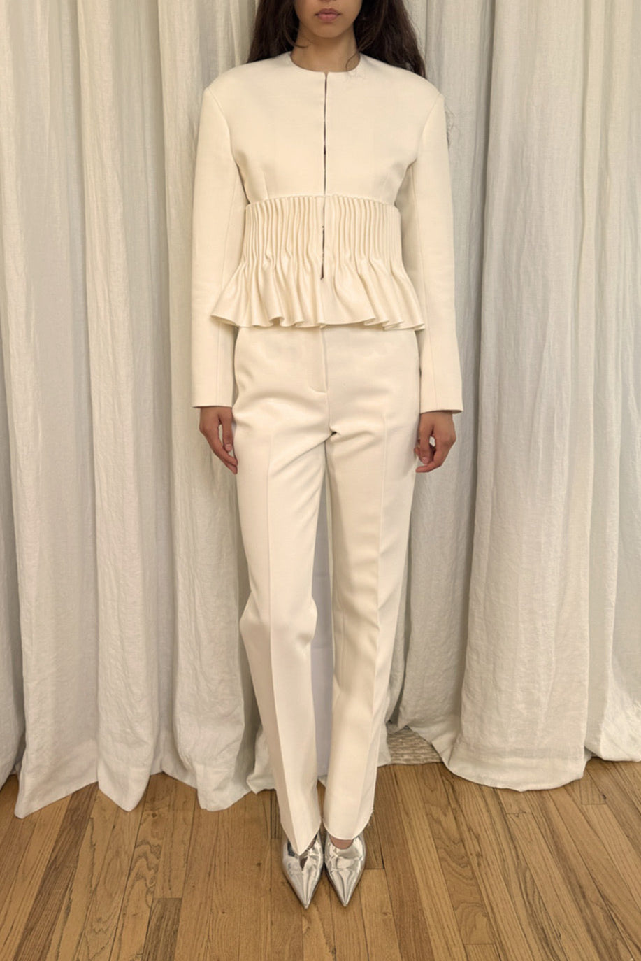 Ophelia Slim Leg Pant in Wool & Cotton