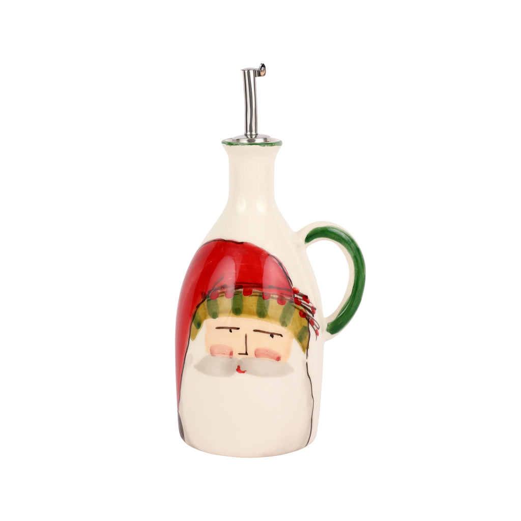 Old St. Nick Handled Olive Oil Bottle in Red