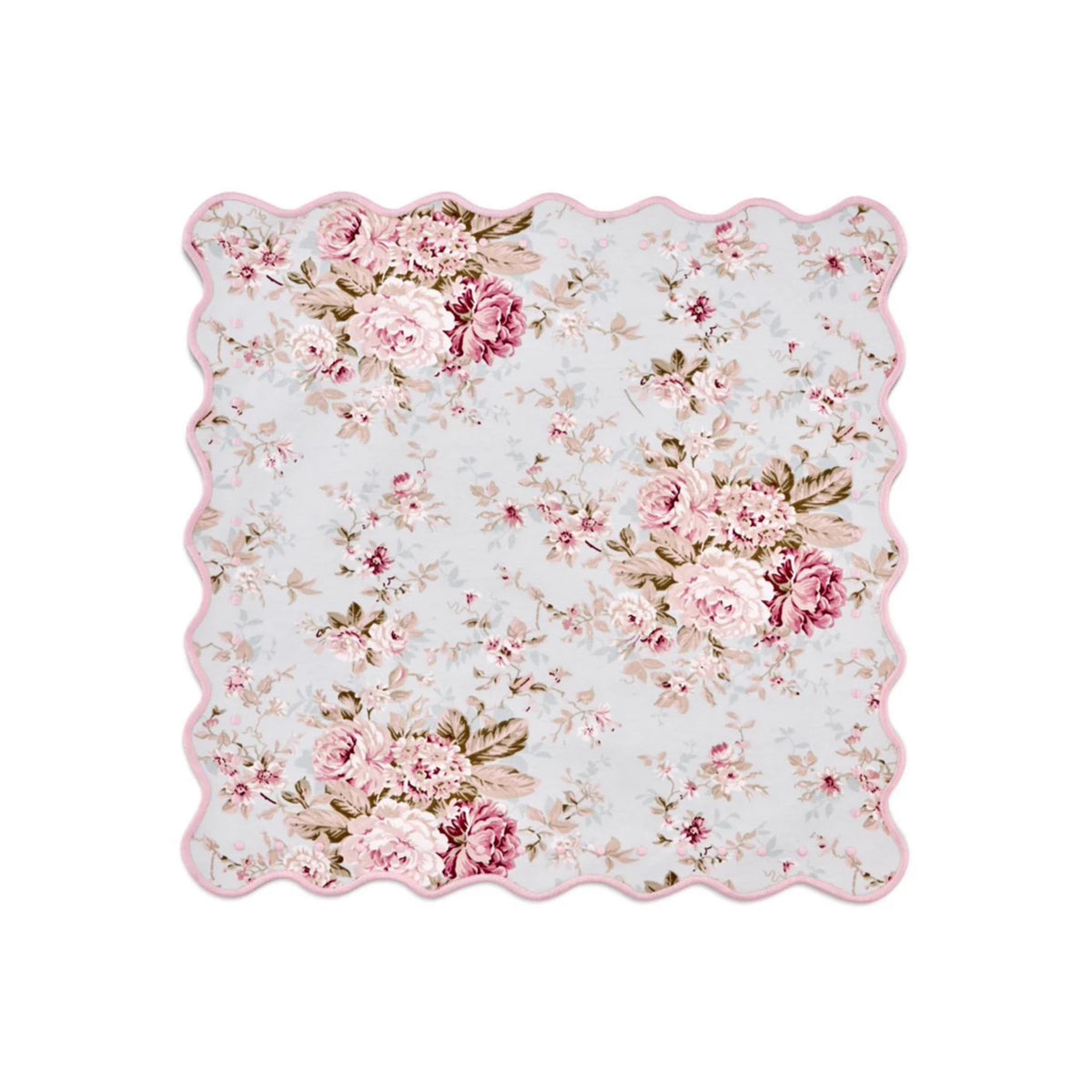 OTM Exclusive: Delphine Placemat and Napkin Set in Sea Foam with Blush Embroidery